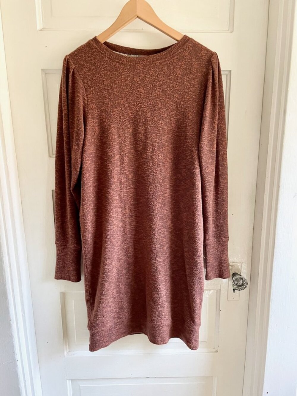 Prana Brown Zada Organic Cotton Blend Textured Sweatshirt Dress S *Runs L - Picture 5 of 12